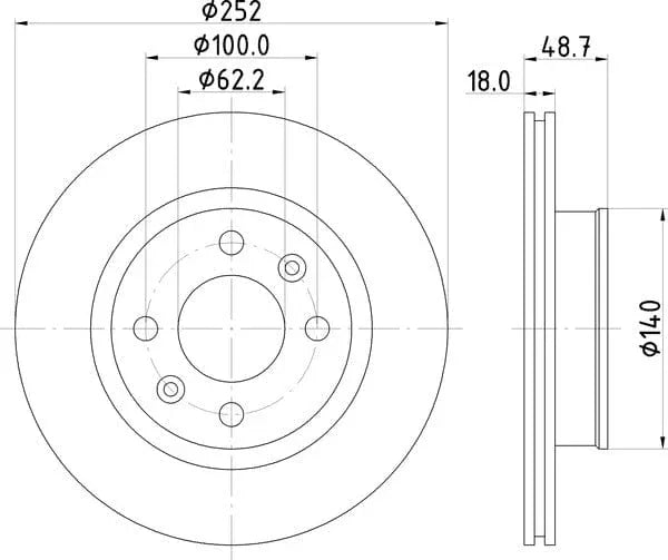 Don Brake Disc Vented Front PCD14992 252mm - image 4