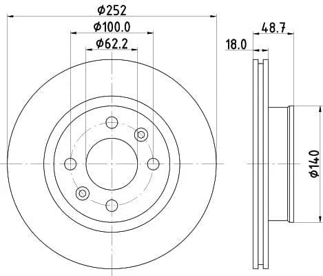 Don Brake Disc Vented Front PCD14992 252mm - image 3