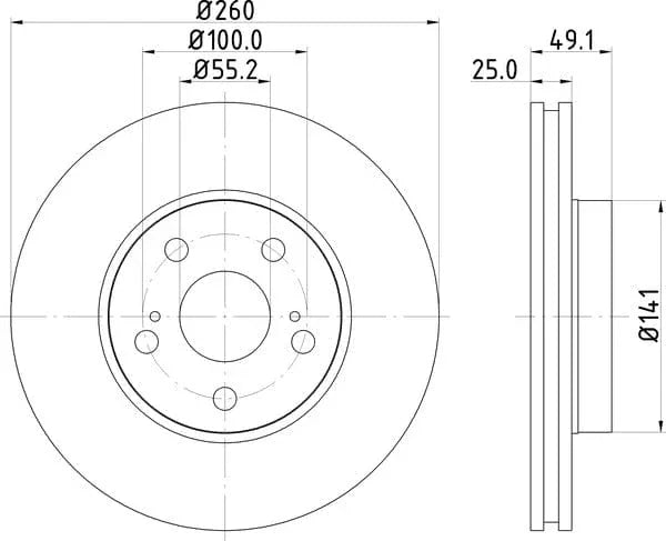 Don Brake Disc Vented Front PCD15072 260mm - image 4
