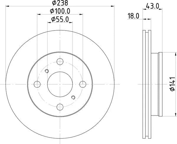 Don Brake Disc Vented Front PCD15142 238mm - image 4