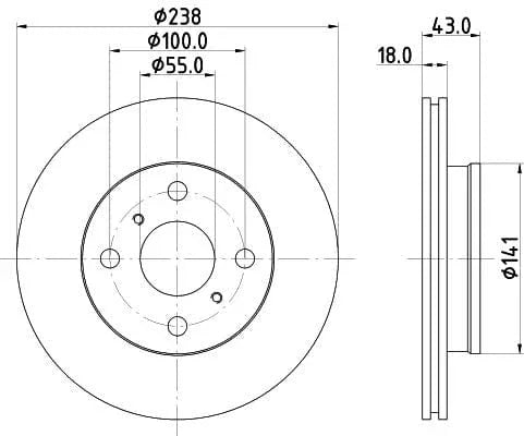 Don Brake Disc Vented Front PCD15142 238mm - image 3