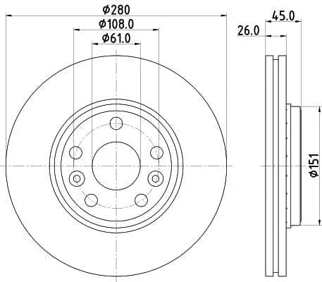 Don Brake Disc Vented Front PCD15692 280mm - image 3