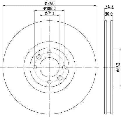 Don Brake Disc Vented Front PCD15911 340mm - image 3