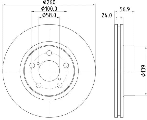 Don Brake Disc Vented Front PCD16032 260mm - image 4