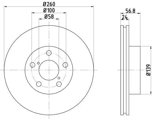 Don Brake Disc Vented Front PCD16032 260mm - image 3
