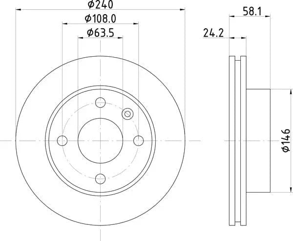 Don Brake Disc Vented Front PCD16042 240mm - image 4