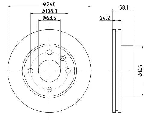 Don Brake Disc Vented Front PCD16042 240mm - image 3