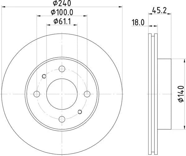 Don Brake Disc Vented Front PCD16342 240mm - image 4