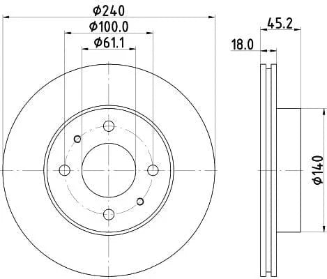 Don Brake Disc Vented Front PCD16342 240mm - image 3