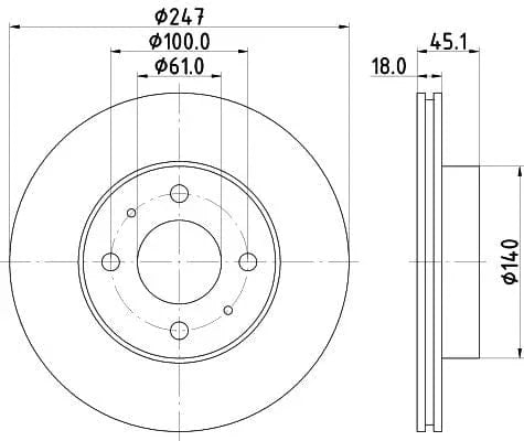 Don Brake Disc Vented Front PCD16382 247mm - image 3