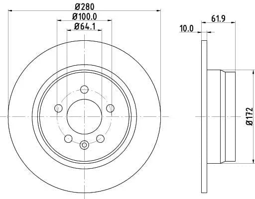 Don Brake Disc Solid Rear PCD19072 280mm - image 3