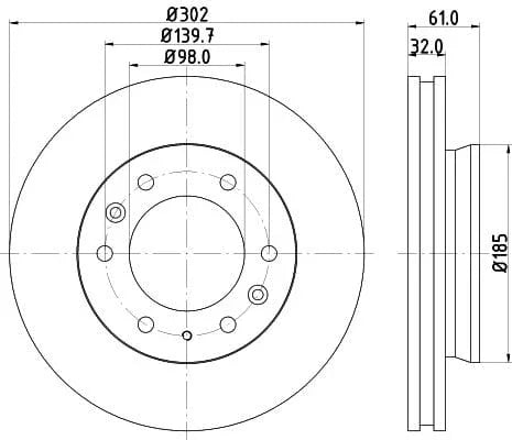 Don Brake Disc Vented Front PCD20821 302mm - image 3