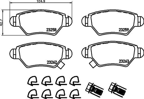 Don Brake Pads Set Brake Pads Full Set Of 4 Rear PCP1059 - image 3