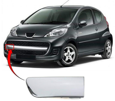 Fits Peugeot 107 2009-2012 Front Bumper Moulding Chrome Driver Side - tradevehicleparts.co.uk