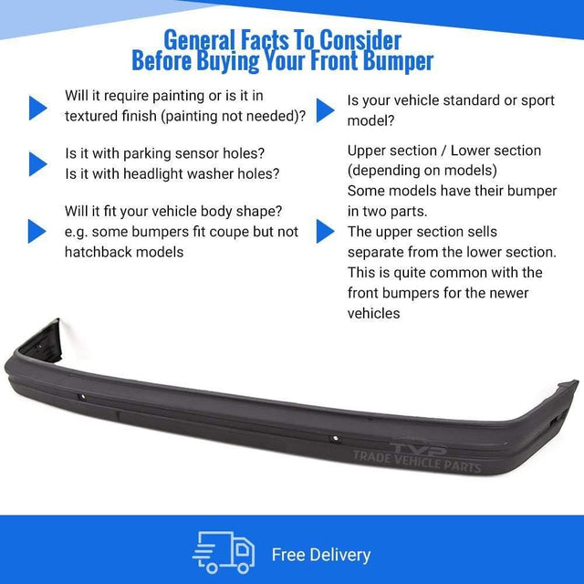 Fits Peugeot 205 1983-1991 Front Bumper Black Textured Notfor Gti - image 3