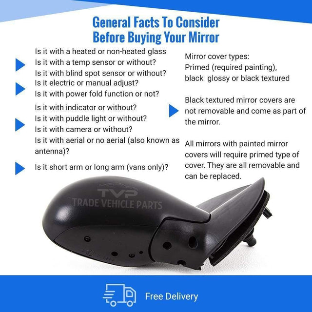 Fits Peugeot 206 1998-2009 Door Wing Mirror Manual Black Driver Side - image 4