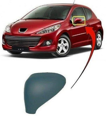 Fits Peugeot 207 2004-2011 Door Wing Mirror Cover Primed Passenger Side  - tradevehicleparts.co.uk