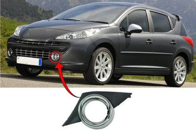 Fits Peugeot 207 2006-2009 Fog Grille Bumper Spot Light Surround Chrome Left - tradevehicleparts.co.uk