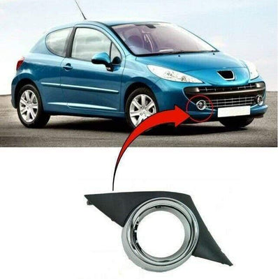 Fits Peugeot 207 2006-2009 Sport Fog Grille Bumper Spot Light Surround Chrome Right - tradevehicleparts.co.uk