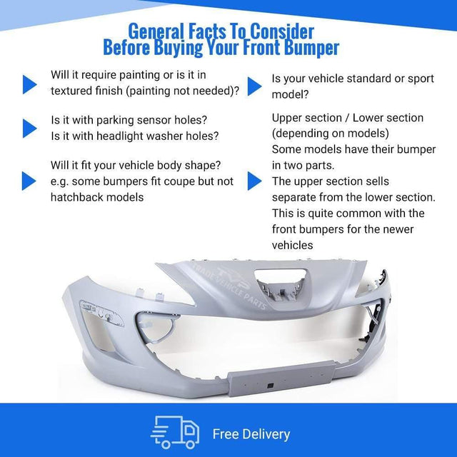 Fits Peugeot 308 2007-2011 Front Bumper Primed No Wash Jet/ Pdc Holes Standard Models - image 3