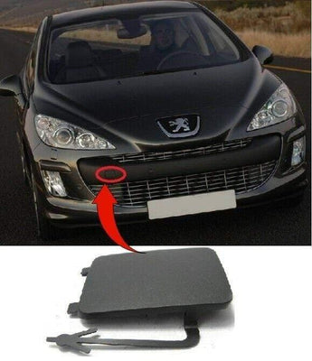 Fits Peugeot 308 2007-2011 Front Bumper Towing Eye Cover Mat Black - tradevehicleparts.co.uk