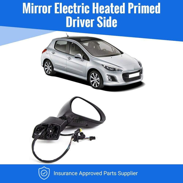 Fits Peugeot 308 2007-2014 Door Wing Mirror Heated Electric Primed-Gray W/Ind Driver Side - image 2