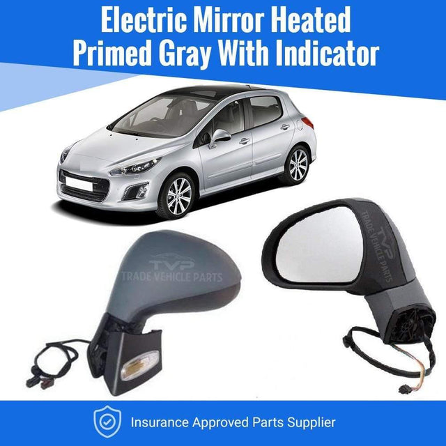 Fits Peugeot 308 2007-2014 Door Wing Mirror Heated Electric Primed-Gray W/Ind Passenger Side 6 Pins - image 2