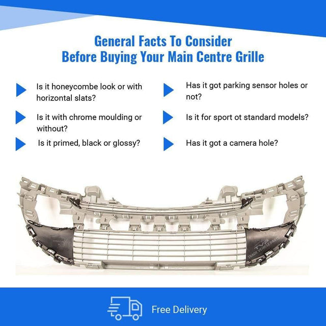 Fits Peugeot 308 2008-2011 Front Bumper Centre Grille Silver - image 2