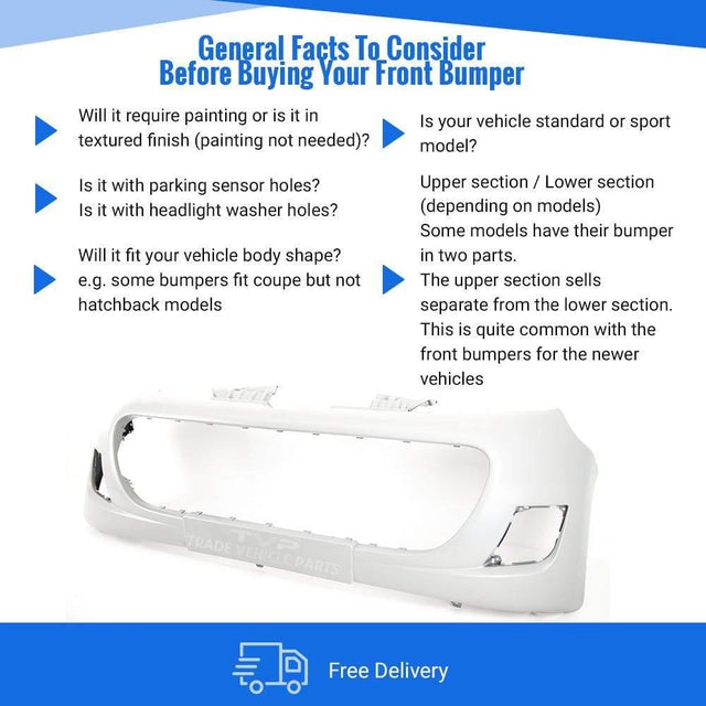 Fits Peugeot 107 2009-2012 Front Bumper Primed No Pdc Or Washer Holes - image 3