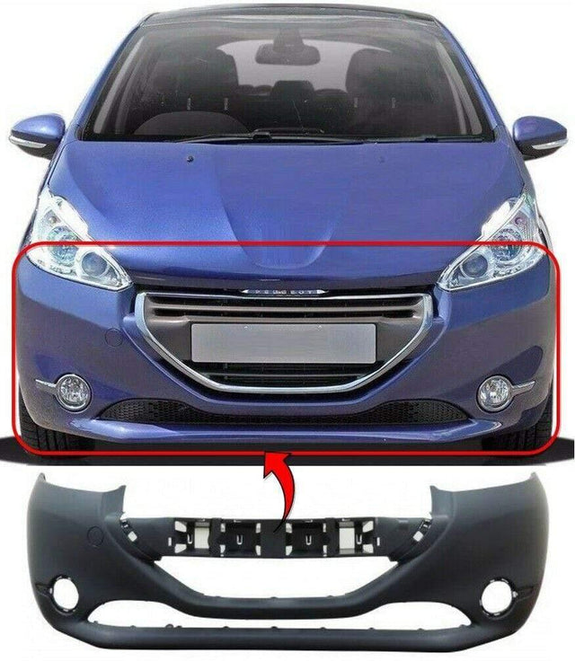 Fits Peugeot 208 2012-2015 Front Bumper Primed No Pdc Or Washer Holes - image 2