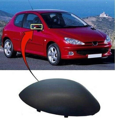 Fits Peugeot 206 1998-2007 Door Wing Mirror Cover Primed Driver Side - tradevehicleparts.co.uk