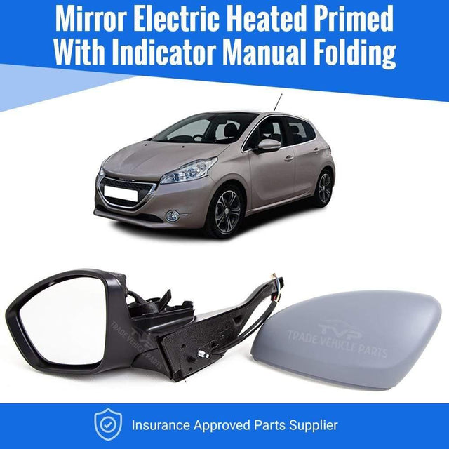 Fits Peugeot 208 2012-2016 Door Wing Mirror Electric Heated Primed W/Indicator Left - image 2