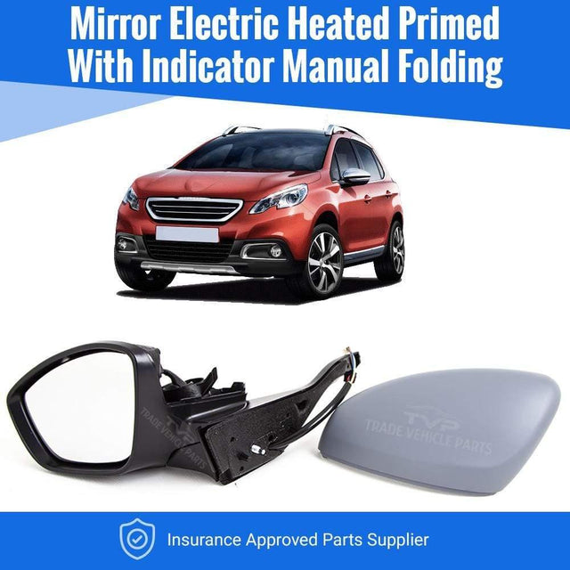 Fits Peugeot 2008 2013-2016 Door Wing Mirror Electric Heated Primed W/Indicator Left - image 2