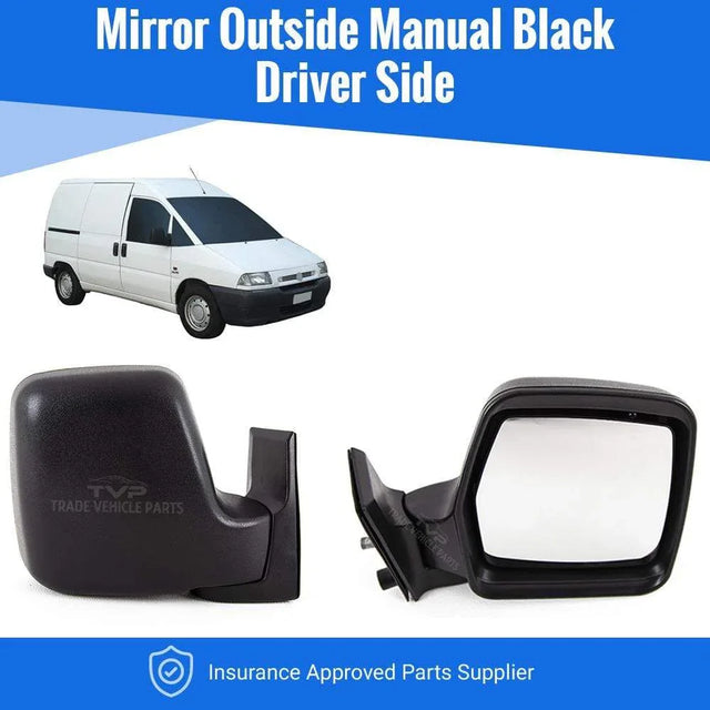 Fits Fiat Scudo 1995-2007 Door Wing Mirror Outside Manual Black Driver Side - image 2