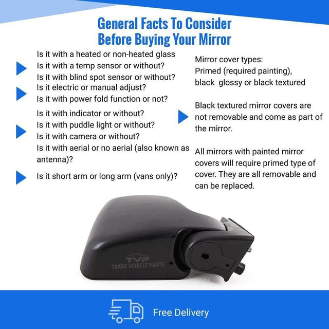 Fits Fiat Scudo 1995-2007 Door Wing Mirror Outside Manual Black Driver Side - image 4