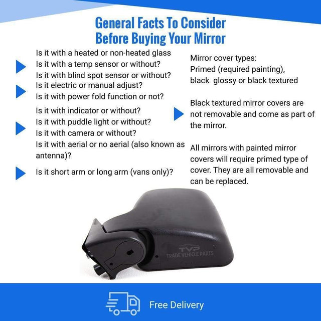 Fits Peugeot Expert 1996-2007 Door Wing Mirror Outside Manual Black Passenger Side - image 4