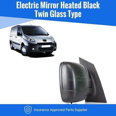 Fits Peugeot Expert 2007-2016 Door Wing Mirror Heated Electric Black Driver Side - tradevehicleparts.co.uk