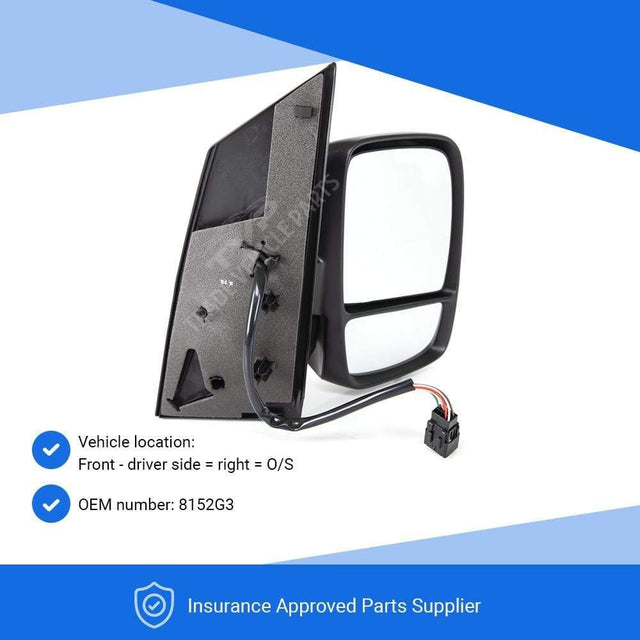 Fits Peugeot Expert 2007-2016 Door Wing Mirror Heated Electric Black Driver Side - image 2