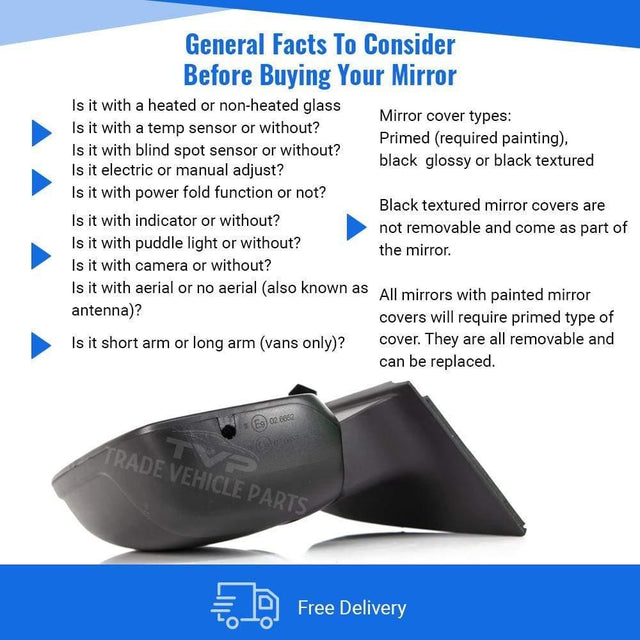 Fits Peugeot Expert 2007-2016 Door Wing Mirror Electric Heated Black Passenger Side - image 4