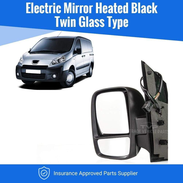 Fits Peugeot Expert 2007-2016 Door Wing Mirror Electric Heated Black Passenger Side - image 2