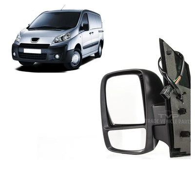 Fits Peugeot Expert 2007-2016 Door Wing Mirror Electric Heated Black Passenger Side - tradevehicleparts.co.uk