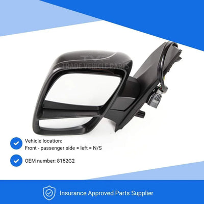 Fits Citroen Dispatch 2007-2016 Door Wing Mirror Heated Electric Black Left Side - tradevehicleparts.co.uk