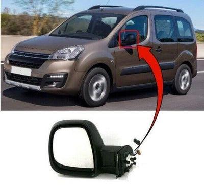 Fits Citroen Berlingo 2012-2018 Door Wing Mirror Heated Electric Black Passenger Side 5Pin - tradevehicleparts.co.uk