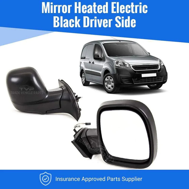 Fits Peugeot Partner 2012-2018 On Door Wing Mirror Heated Electric Black Driver Side - image 2
