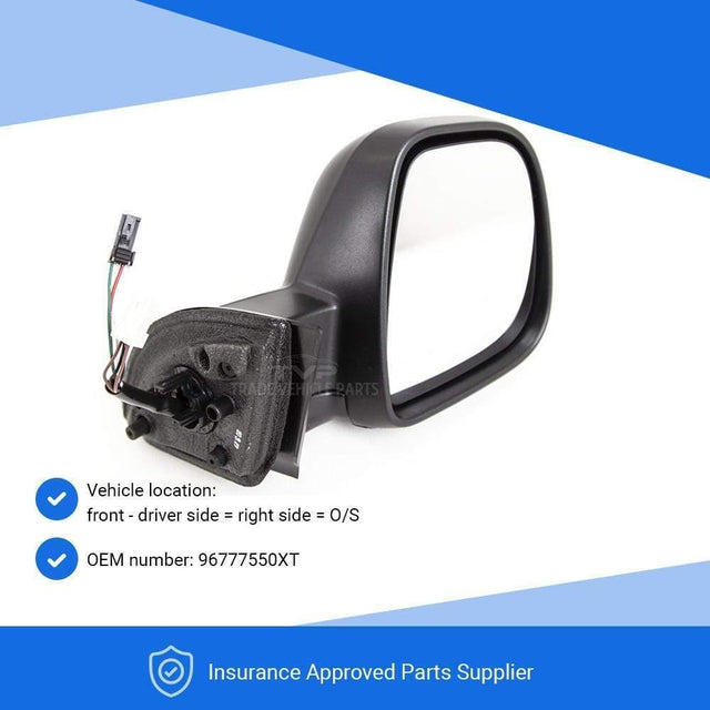 Fits Peugeot Partner 2012-2018 On Door Wing Mirror Heated Electric Black Driver Side - image 3