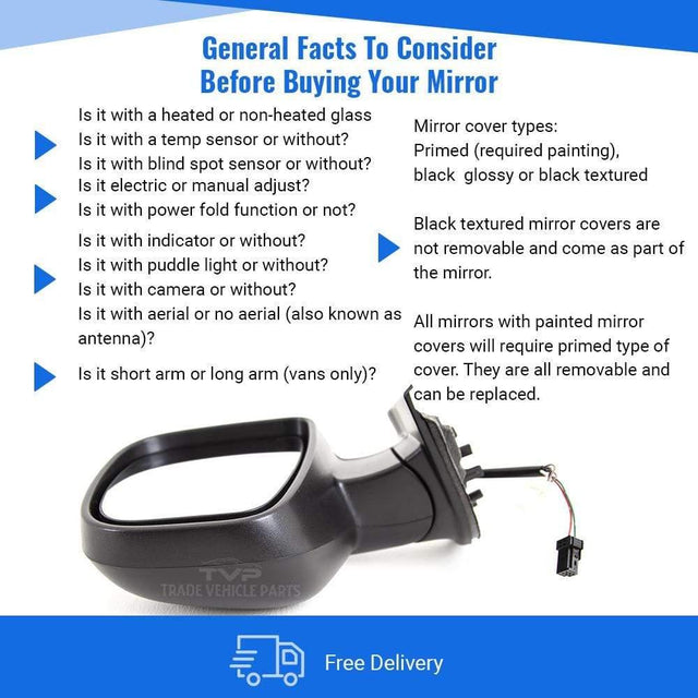 Fits Citroen Berlingo 2012-2018 On Door Wing Mirror Heated Electric Black Driver Side - image 4