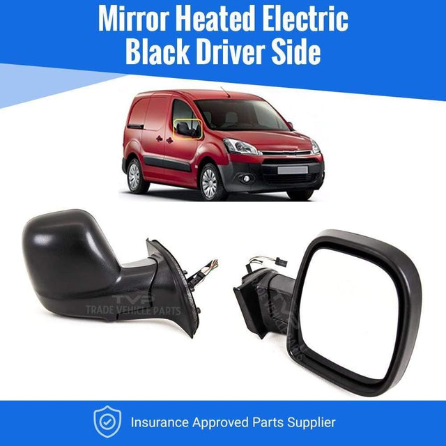 Fits Citroen Berlingo 2012-2018 On Door Wing Mirror Heated Electric Black Driver Side - image 2