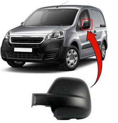 Fits Peugeot Partner 2012-2018 Door Wing Mirror Cover Black Textured Passenger Side - tradevehicleparts.co.uk