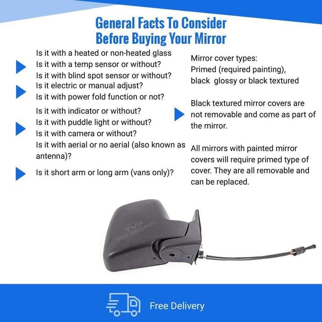 Fits Peugeot Expert 1995-2006 Door Wing Mirror Manual Black Driver Side - image 4