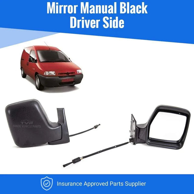 Fits Citroen Dispatch 1995-2006 Door Wing Mirror Manual Black Driver Side - image 2
